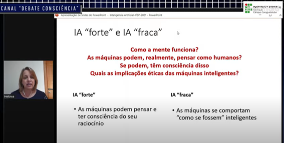 Imagem 6 - Slide sobre a diferença entre IA forte e IA fraca