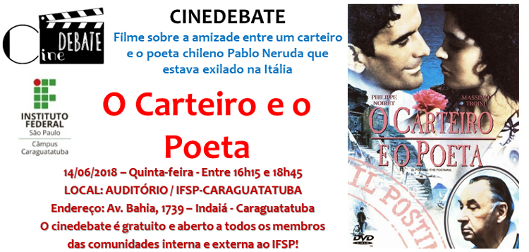 Cartaz cinedebate O carteiro e o Poeta site