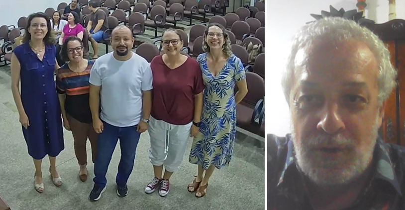 Imagem 2 – Professores Elaine, Valéria, Michel, Elysandra, Flávia e Ricardo (que participou de modo remoto)