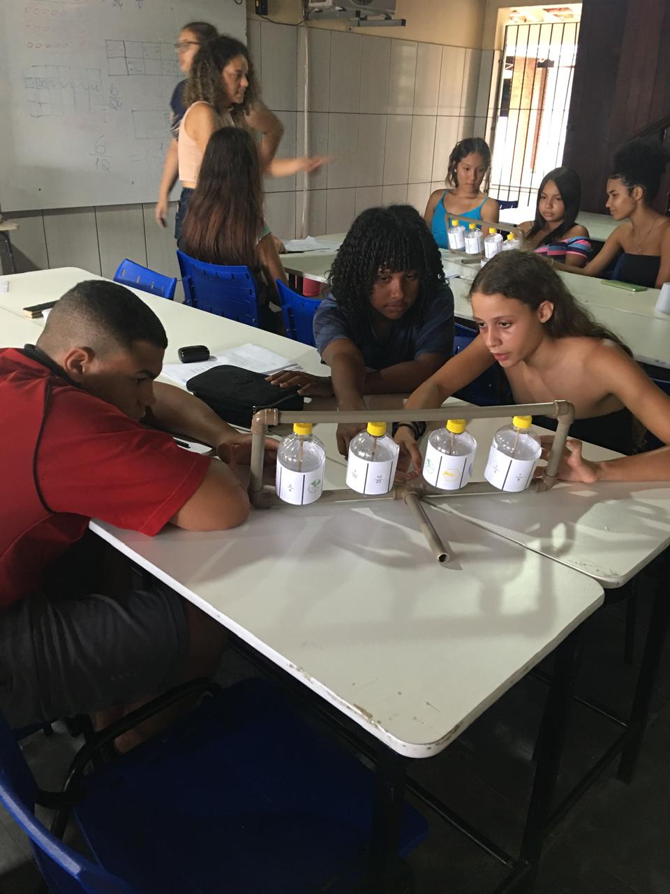 Imagem 3 Alunos interagindo com o jogo das garrafinhas