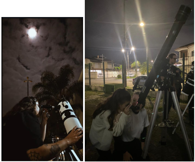 Imagem 5: Comunidade interna e externa (dentre ela, crianças) empolgadas com a observação da Lua