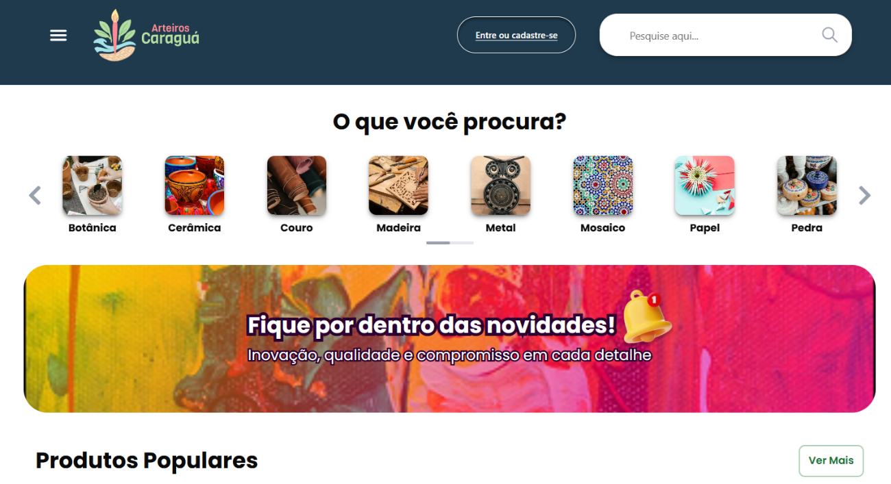 Imagem 5: A plataforma utilizada pelos artesãos para divulgar produtos e fortalecer o artesanato caiçara