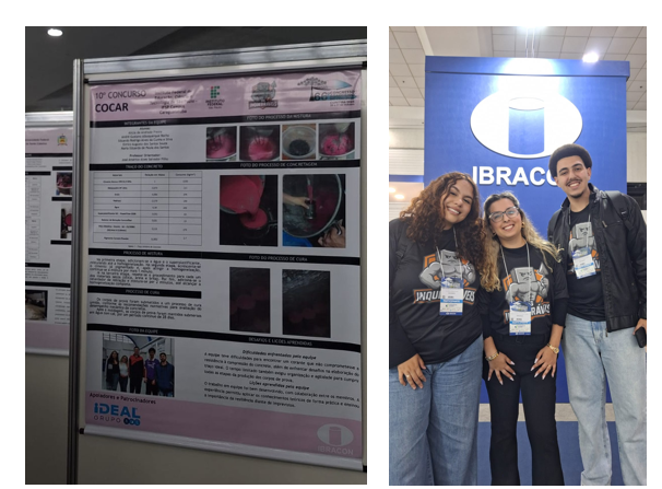 Imagem 3: Banner dos Inquebráveis; Maria Eduarda, Alícia e André durante o IBRACON
