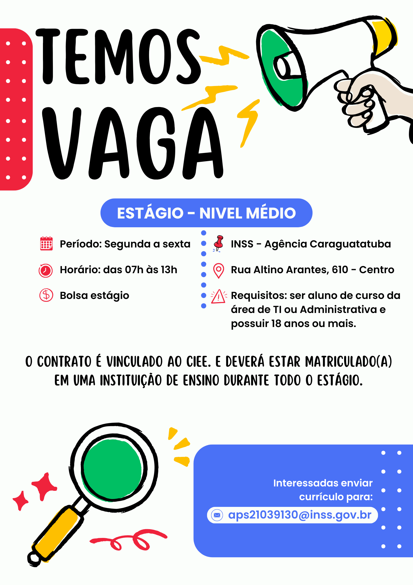 Vaga estágio INSS