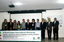Delegação do XI Workshop Internacional Brasil/ Japão no encerramento do evento no auditório do campus Caraguatatuba