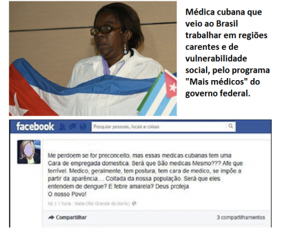 Comentário preconceituoso em rede social que foi discutido durante o debate