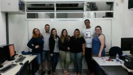 Alguns dos apresentadores de trabalhos na área de gestão junto com a professora Marlette