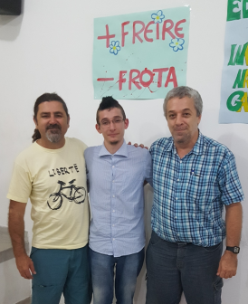 Professor Cláudio, estudante Rafael e professor Ricardo