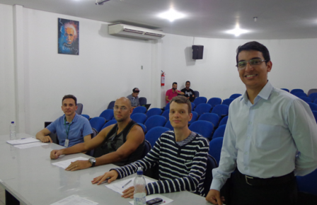 Márcio Oliveira com professores Jurandi, Ronaldo e Márcio Traesel