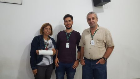 Professores Regina, Alex e Ricardo, após o cinedebate